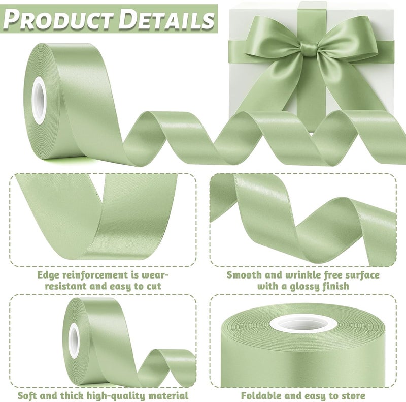 Fullive 1 1/2 Inch Sage Green Ribbon, 30 Yards Ribbon for Gift Wrapping, Polyester Ribbons for Flower Bouquet for Wedding Birthday Christmas Decorations DIY Bows Wrapping Bouquet Floral Arrangements - Image 3